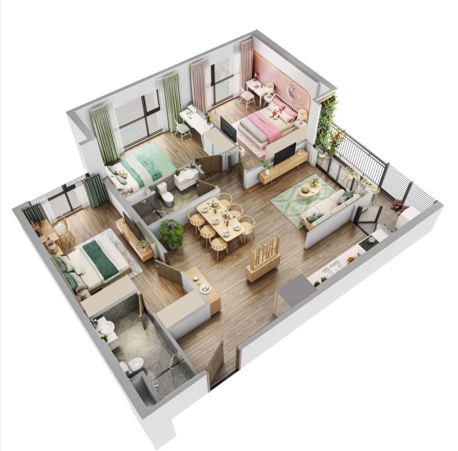Cho thuê căn 3PN, căn góc siêu Vip 102,4m2, rộng rãi, view đẹp, giá siêu tốt